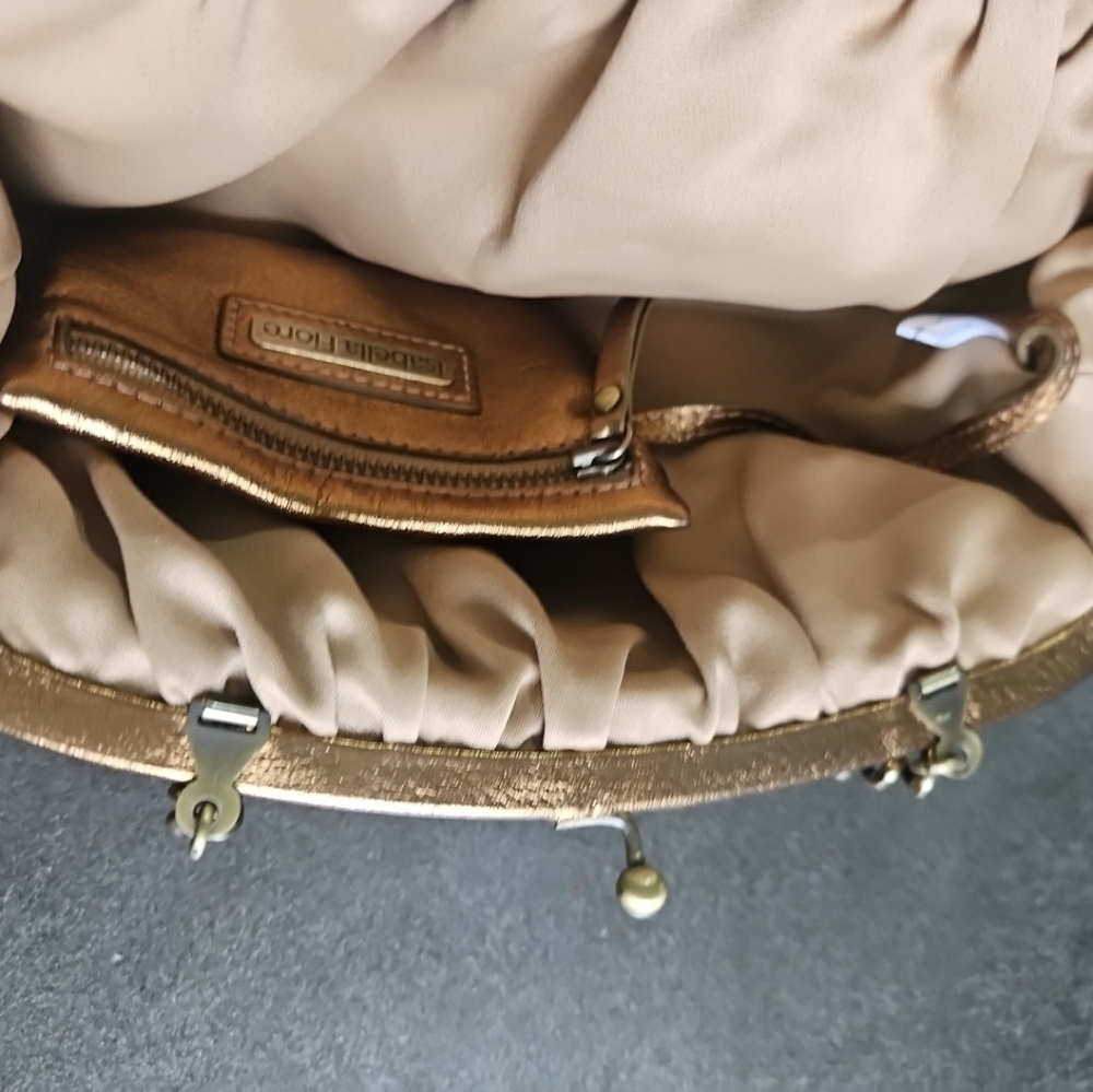 Isabella Fiore Metallic Leather Small Shoulder Bag With Attached Coin Purse Twi - Picture 9 of 10